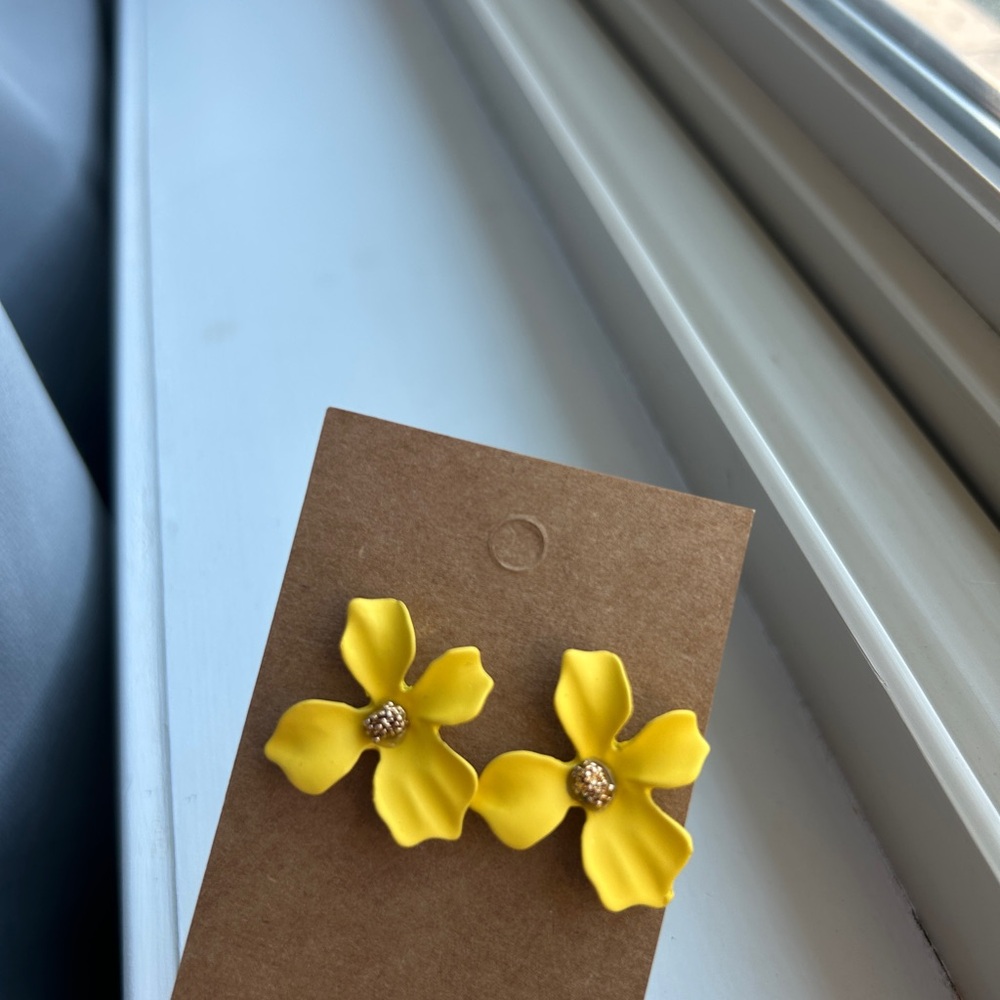 Yellow Flower Stud Earrings